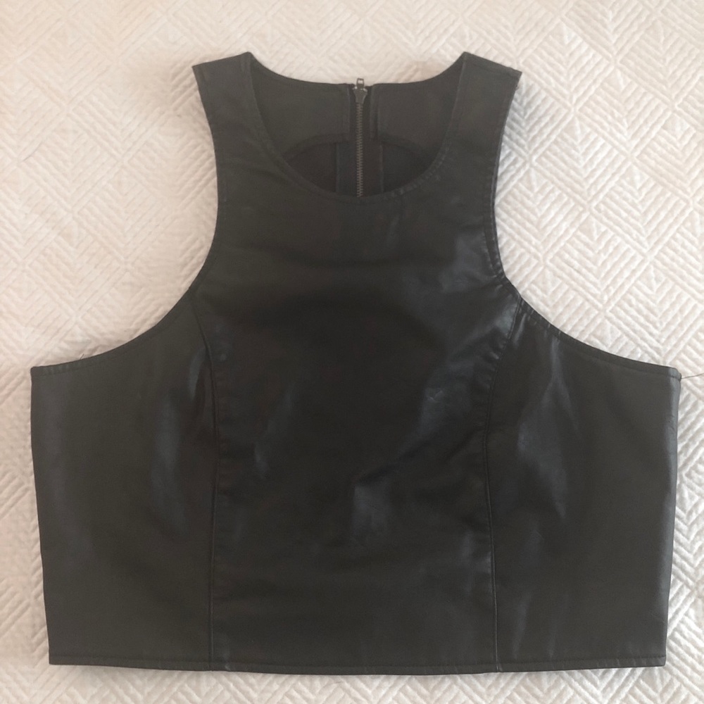 Faux leather crop top